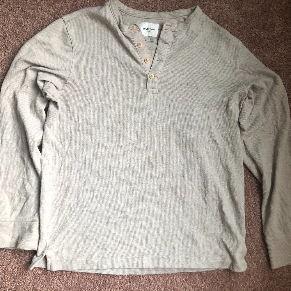Khaki Quarter Button Up Long Sleeve Shirt